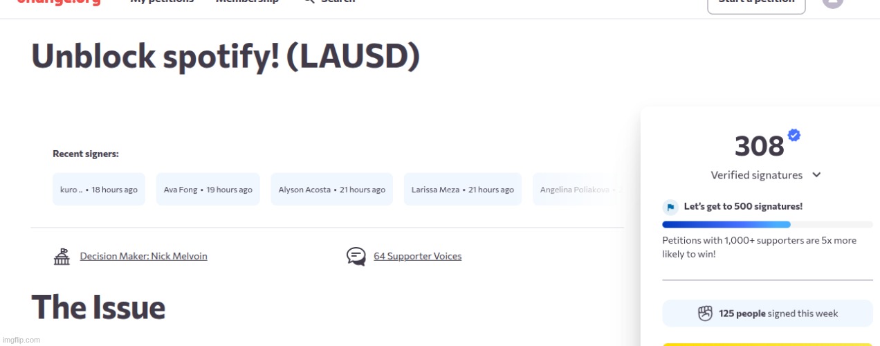 found an online petition to unblock spotiify | image tagged in petition | made w/ Imgflip meme maker