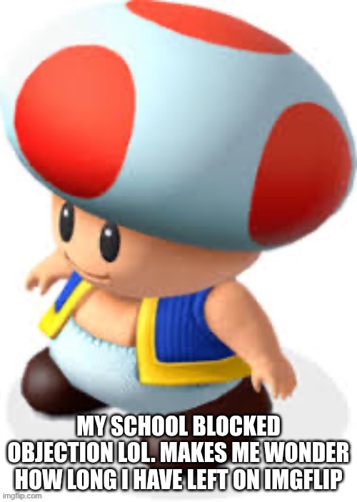 I mean I should be fine... right? | MY SCHOOL BLOCKED OBJECTION LOL. MAKES ME WONDER HOW LONG I HAVE LEFT ON IMGFLIP | image tagged in oad | made w/ Imgflip meme maker