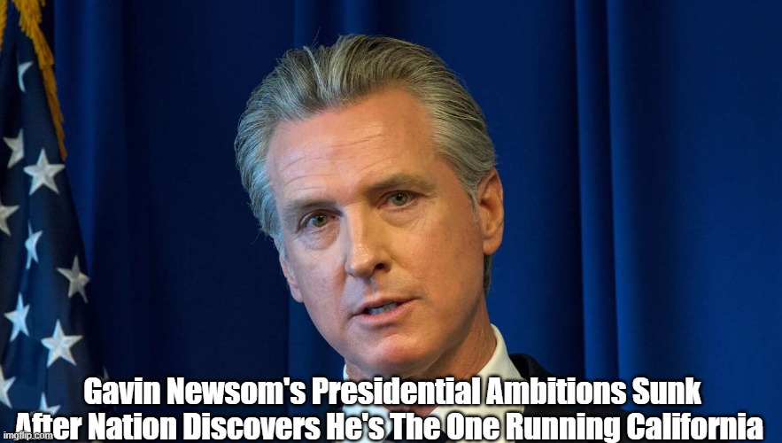 Gavin Newsom's Presidential Ambitions Sunk After Nation Discovers He's The One Running California | made w/ Imgflip meme maker