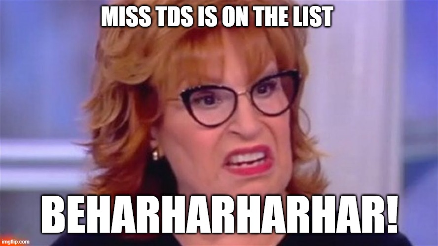 MISS TDS IS ON THE LIST; BEHARHARHARHAR! | made w/ Imgflip meme maker