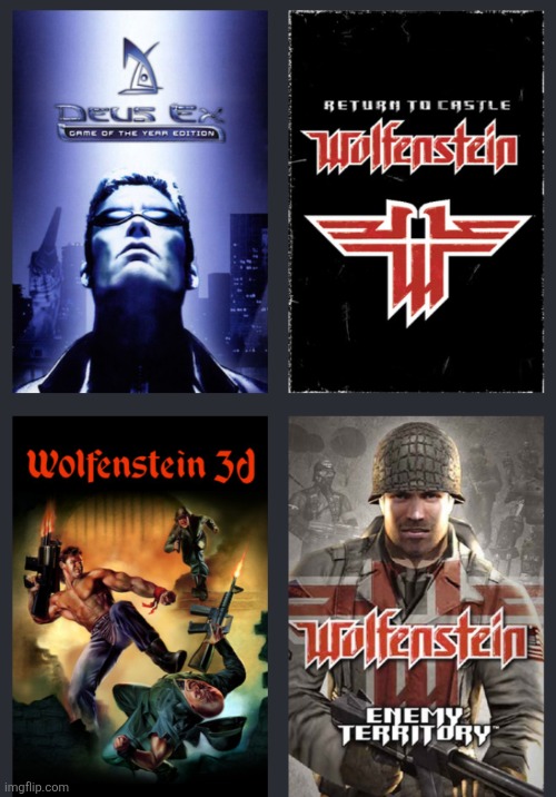 4 new games (3 dollar bundle is a STEAL) | image tagged in deus ex,wolfenstein | made w/ Imgflip meme maker