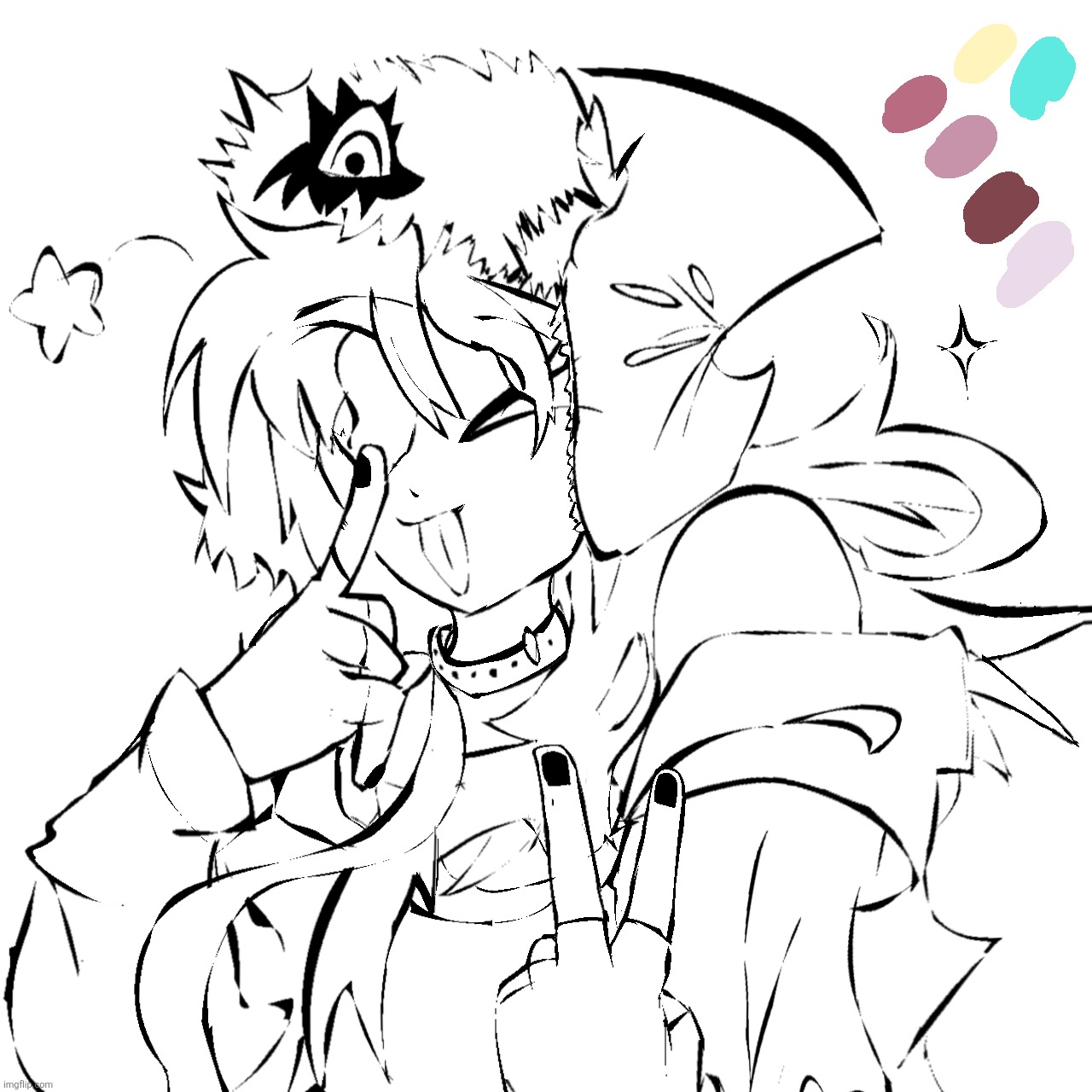 lineart for commission request thing okokok | made w/ Imgflip meme maker