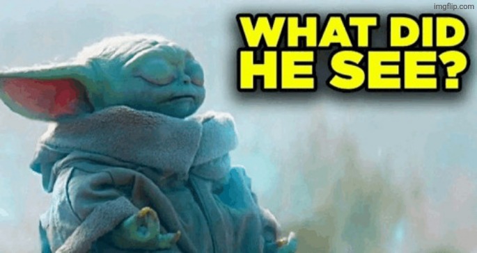 Baby yoda what did he see | image tagged in baby yoda what did he see | made w/ Imgflip meme maker