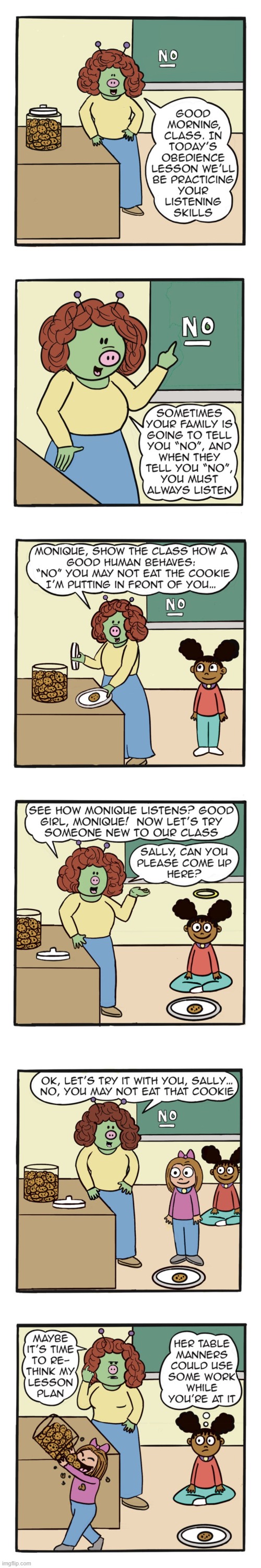 image tagged in alien,school,humans,sally,cookie,cookies | made w/ Imgflip meme maker