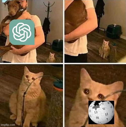 Ignored cat | image tagged in ignored cat,chatgpt,wikipedia | made w/ Imgflip meme maker