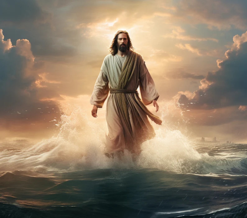Jesus walking on water Blank Meme Template