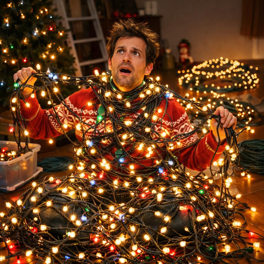 Когда ты размотал 30 метров гирлянды… но всё ещё не закончил ? Blank Meme Template