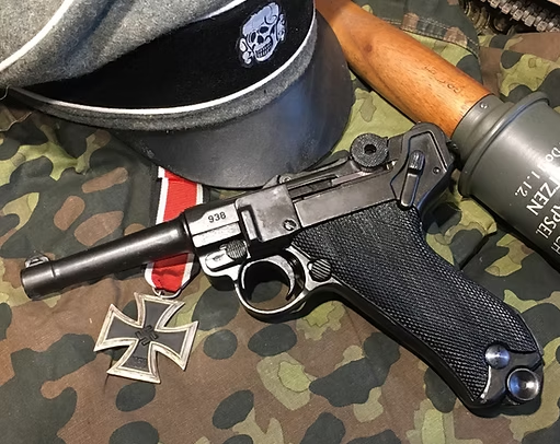 Nazi Luger grenade Iron Cross SS hat Blank Meme Template