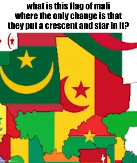 i wanna use it (if you found it, lmk and gimme the link) | what is this flag of mali where the only change is that they put a crescent and star in it? | image tagged in serious post | made w/ Imgflip meme maker