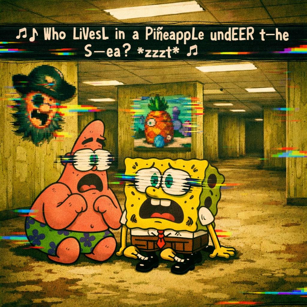 SpongeBob SquarePants and Patrick star are in the backrooms and Blank Meme Template