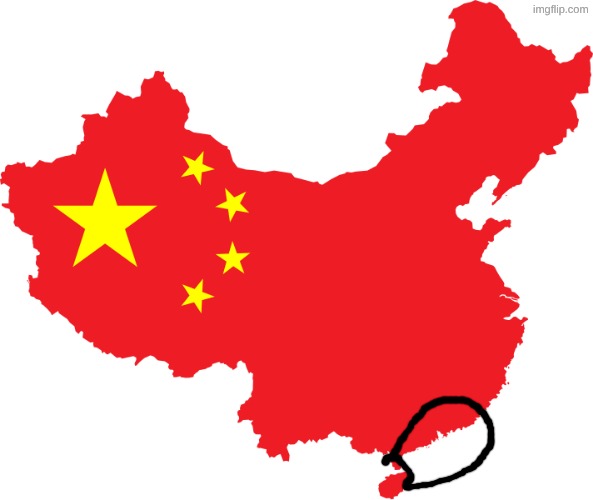 I represent Guangdong | image tagged in map of the prc people's republic of china | made w/ Imgflip meme maker