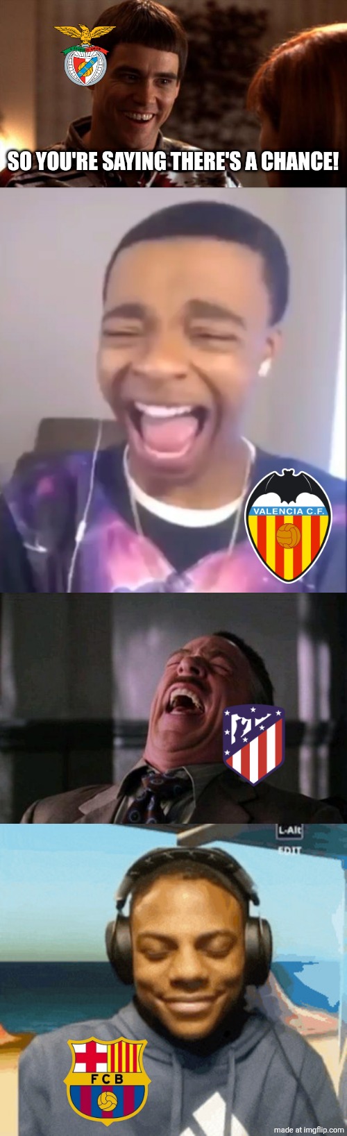 SO YOU'RE SAYING THERE'S A CHANCE! | image tagged in so you're saying there's a chance,flightreacts dolphin laugh,spider man boss,speed laughing | made w/ Imgflip meme maker