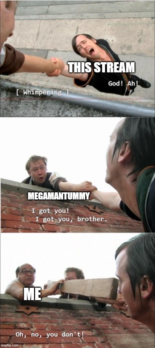 I DID IT AGAIN!!! | THIS STREAM; MEGAMANTUMMY; ME | image tagged in it's always sunny in philadelphia roof meme | made w/ Imgflip meme maker