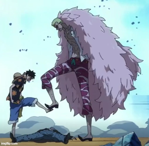 one piece luffy doflamingo stop | image tagged in one piece luffy doflamingo stop | made w/ Imgflip meme maker