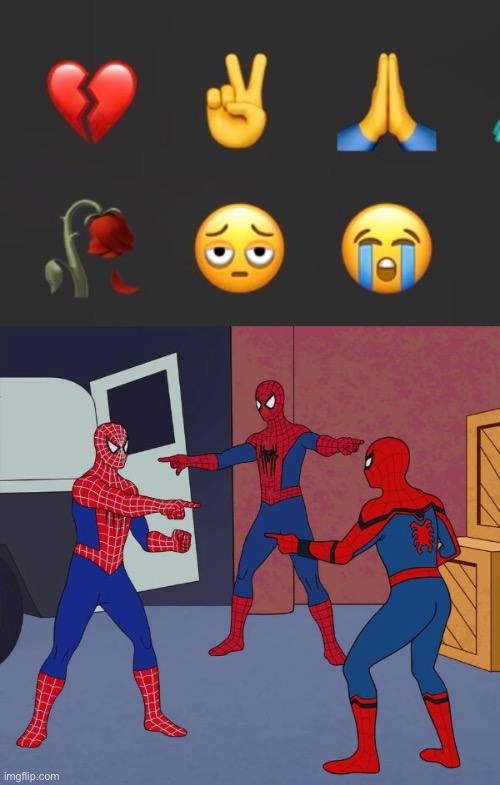 it’s the big 3 | image tagged in spider man triple,big 3,emoji,i hate knitters | made w/ Imgflip meme maker