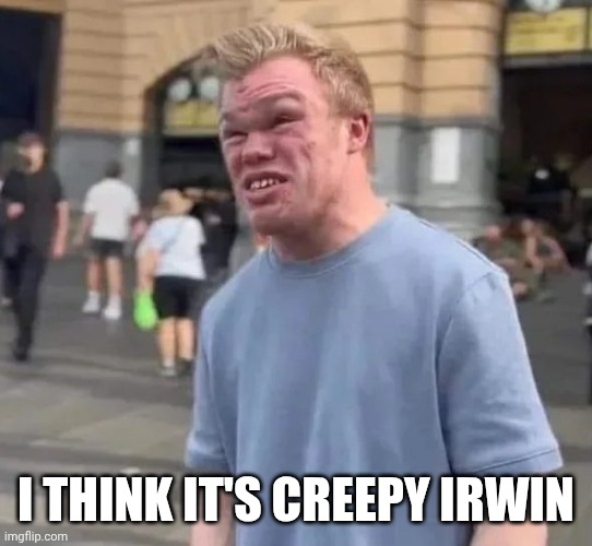 Creepy Irwin | I THINK IT'S CREEPY IRWIN | image tagged in creepy irwin | made w/ Imgflip meme maker