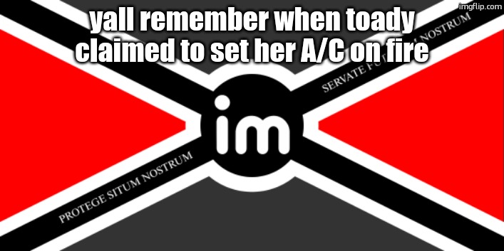 Flag of the ImgNATO by NoUBlackSmith | yall remember when toady claimed to set her A/C on fire | image tagged in nato flag by noublacksmith | made w/ Imgflip meme maker