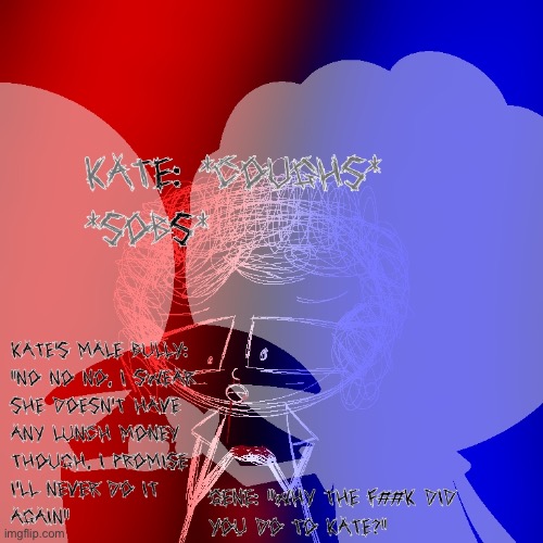 New au unlocked: “Bullied kate” (NSFW because of blood and argument) | image tagged in au,fandom,nsfw | made w/ Imgflip meme maker