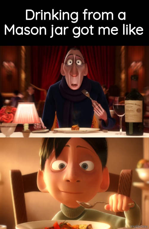 Nostalgia | Drinking from a Mason jar got me like | image tagged in nostalgia | made w/ Imgflip meme maker