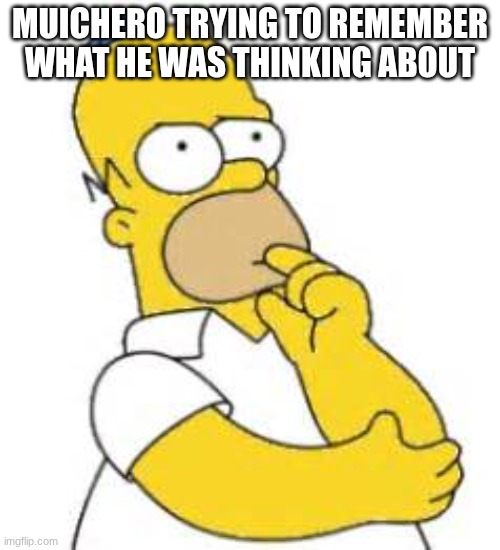muichero... | MUICHERO TRYING TO REMEMBER WHAT HE WAS THINKING ABOUT | image tagged in homer simpson hmmmm,demon slayer | made w/ Imgflip meme maker