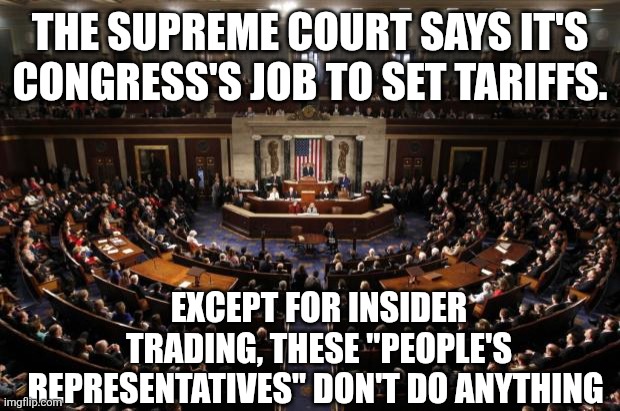 worthless dregs | THE SUPREME COURT SAYS IT'S CONGRESS'S JOB TO SET TARIFFS. EXCEPT FOR INSIDER TRADING, THESE "PEOPLE'S REPRESENTATIVES" DON'T DO ANYTHING | image tagged in congress | made w/ Imgflip meme maker