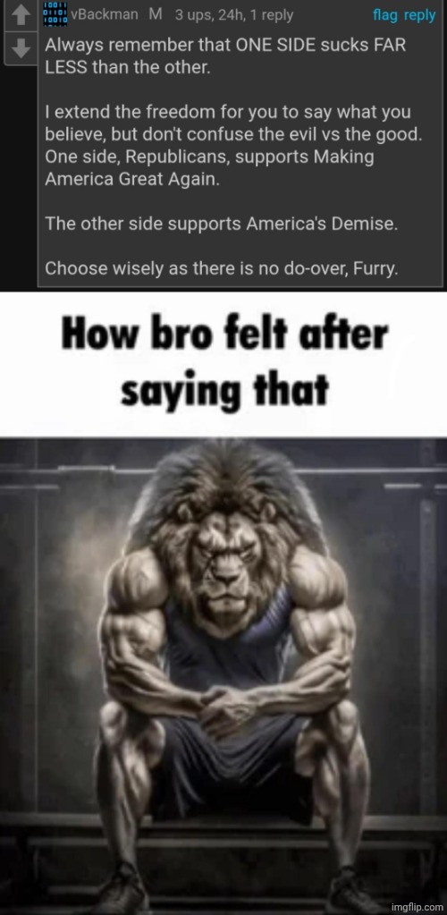 I genuinely dislike democrats and Republicans. This mf is so corny | image tagged in how bro felt after saying that | made w/ Imgflip meme maker