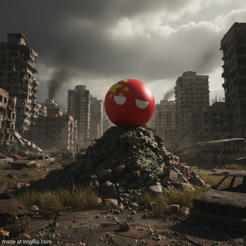 China countryball in the zombie apocalypse | image tagged in countryballs,memes,ai,ai generated,china,fyp | made w/ Imgflip meme maker