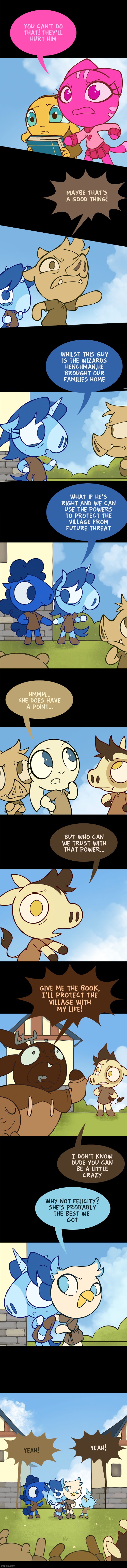 image tagged in henchman,villagers,book,power,trust,unicorn | made w/ Imgflip meme maker