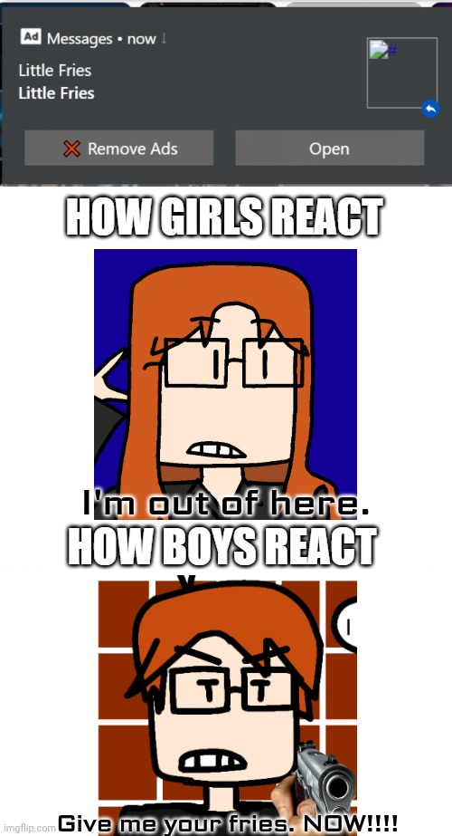 I'm out of here. Give me your fries. NOW!!!! | made w/ Imgflip meme maker