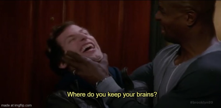 Where do you keep your brains? | image tagged in where do you keep your brains | made w/ Imgflip meme maker