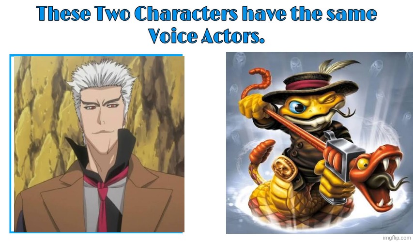 Troy Baker | image tagged in same voice actor,troy baker,bleach,skylanders,activision | made w/ Imgflip meme maker