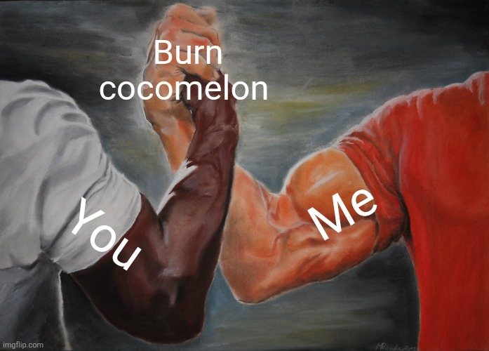 Burn cocomelon You Me | image tagged in memes,epic handshake | made w/ Imgflip meme maker