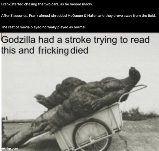 What do you mean "The rest of movie played normally played as normal"? Edit: It's vandalism. | image tagged in godzilla had a stroke trying to read this and fricking died,you had one job,creepypasta,what the hell,excuse me what the heck | made w/ Imgflip meme maker