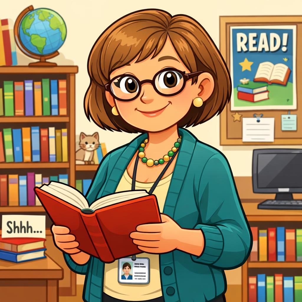 School librarian holding a book Blank Meme Template