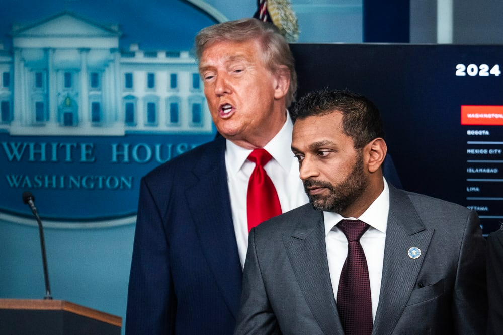 Donald Trump Kash Patel White House briefing Blank Meme Template