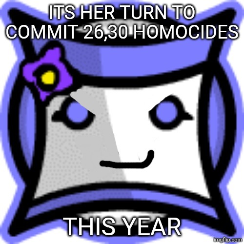It's her turn to commiy 26,30 homophobes this year | ITS HER TURN TO COMMIT 26,30 HOMOCIDES; THIS YEAR | image tagged in mouthless clara | made w/ Imgflip meme maker
