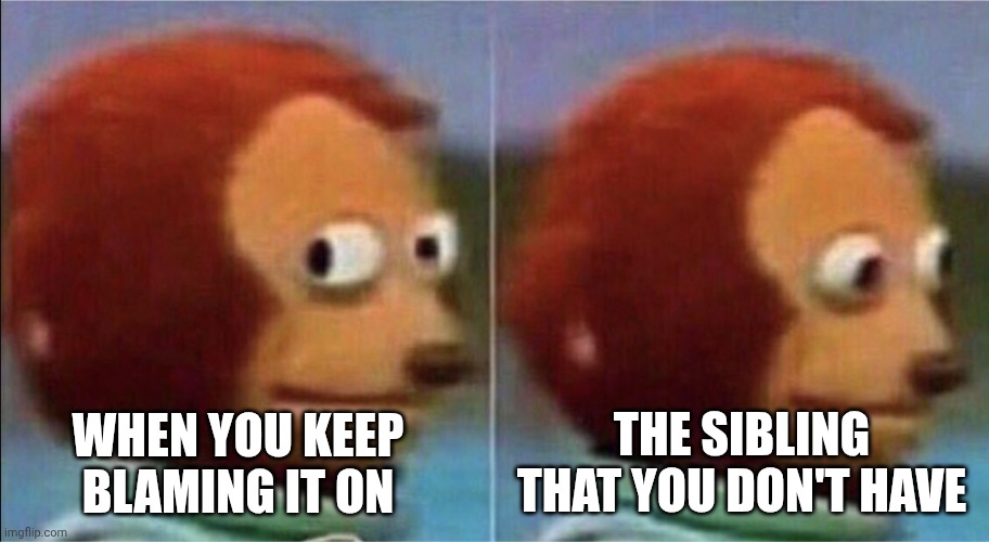 Not Me | WHEN YOU KEEP BLAMING IT ON THE SIBLING THAT YOU DON'T HAVE | image tagged in not me | made w/ Imgflip meme maker