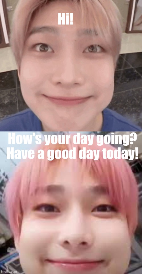 Motivational daily day 1 | Hi! How's your day going? Have a good day today! | image tagged in how,oh wow are you actually reading these tags | made w/ Imgflip meme maker