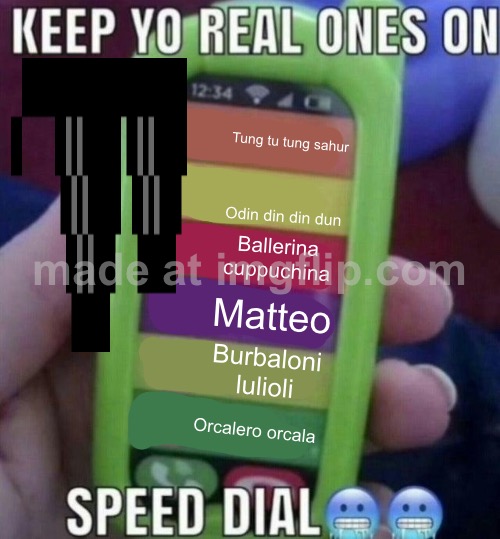 Alibis toilet skibidi memeUPVOTE FOR FREE | Tung tu tung sahur; Odin din din dun; Ballerina cuppuchina; Matteo; Burbaloni lulioli; Orcalero orcala | image tagged in keep yo real ones on speed dial | made w/ Imgflip meme maker