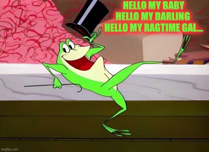 Michigan J Frog | HELLO MY BABY

HELLO MY DARLING 

HELLO MY RAGTIME GAL… | image tagged in michigan j frog | made w/ Imgflip meme maker