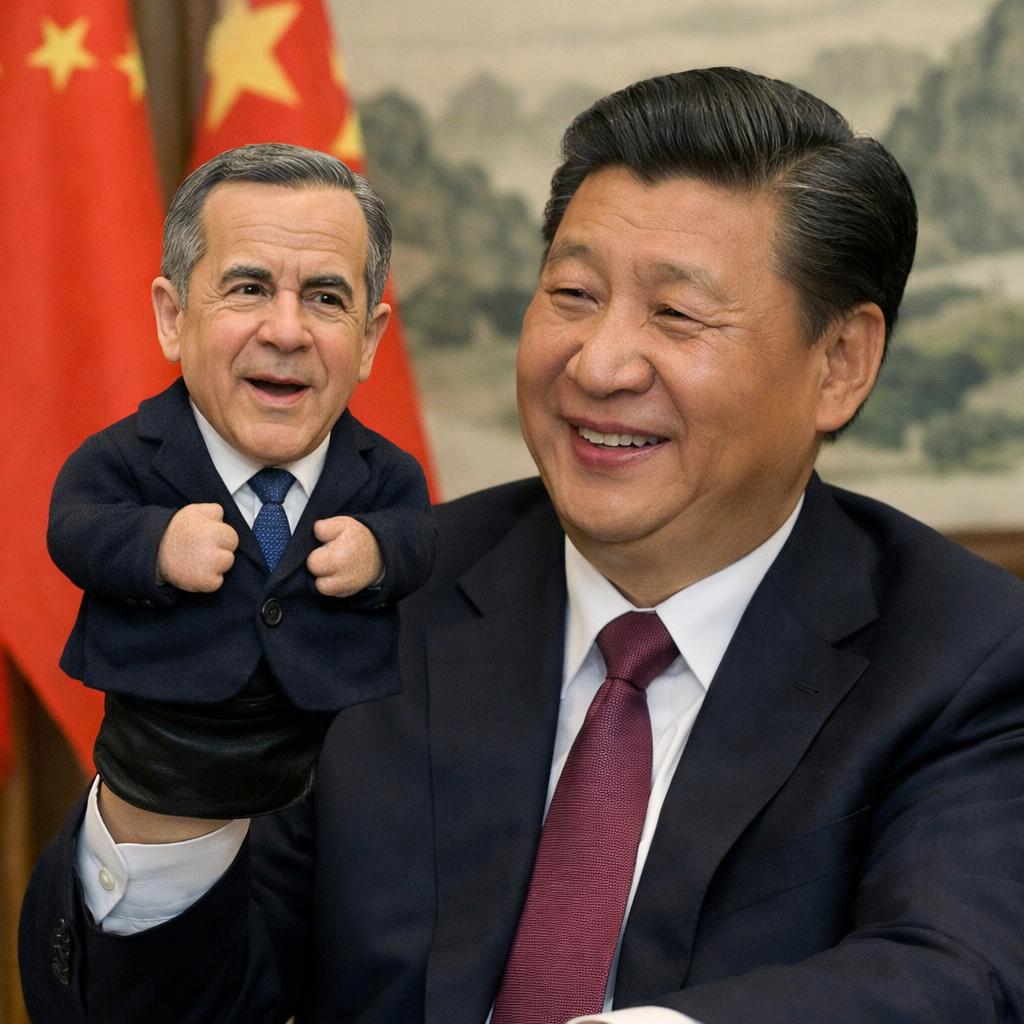 Mark carney as a hand puppet on xi xi pings hand Blank Meme Template