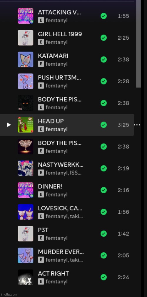 femtanyl playlist | made w/ Imgflip meme maker
