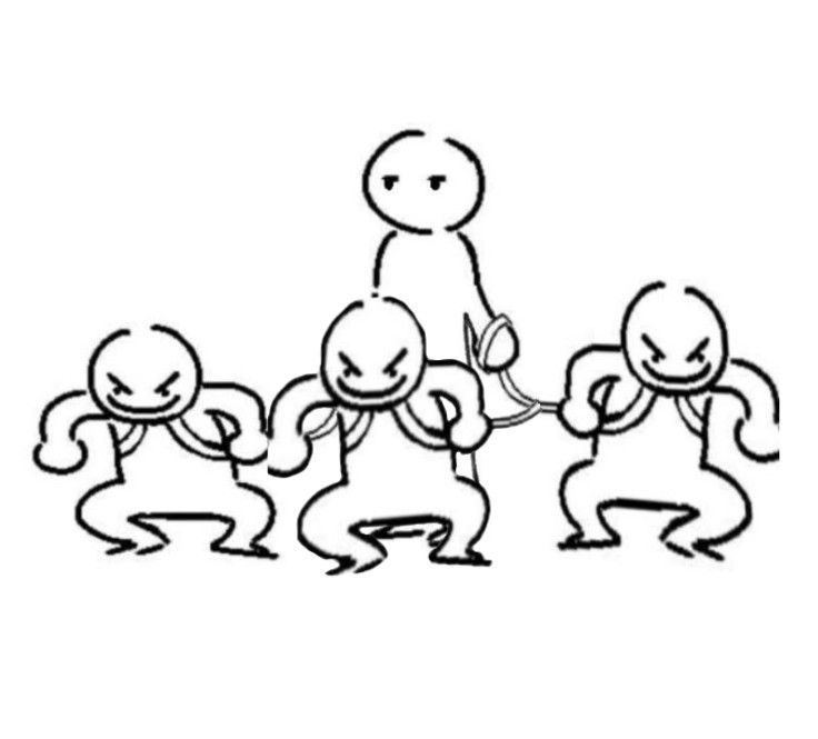 Multiple Gremlins on a leash Blank Meme Template