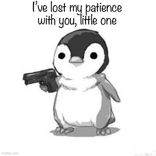 Penguin Holding Gun | I’ve lost my patience with you, little one | image tagged in penguin holding gun | made w/ Imgflip meme maker