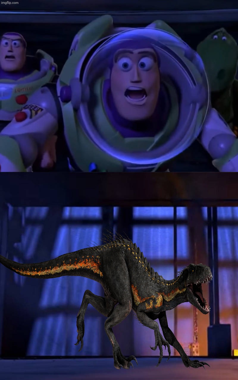 The Toy Story Gang meets Indoraptor | image tagged in the toy story gang meets what character,deviantart,crossover,disney,pixar,toy story | made w/ Imgflip meme maker