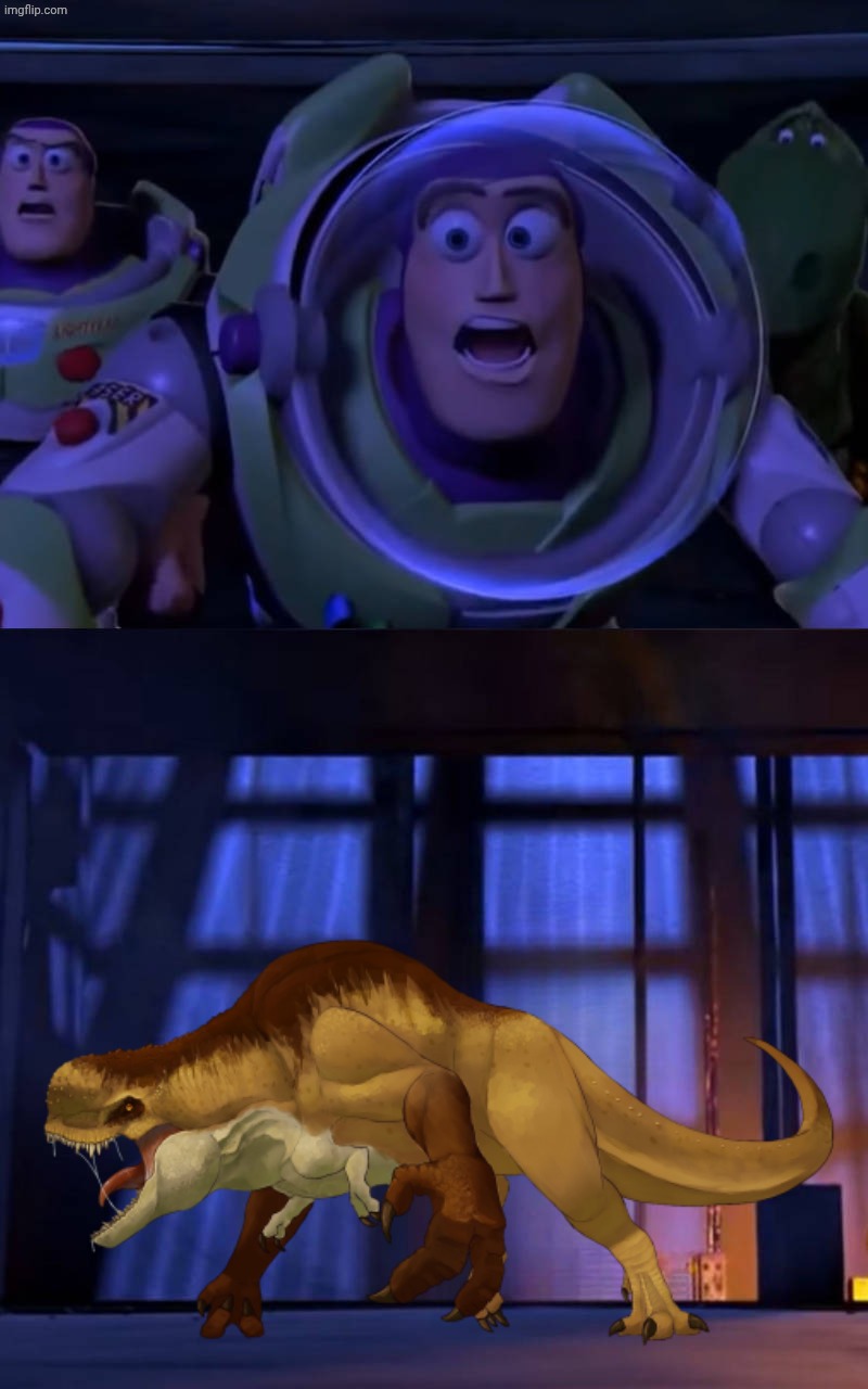 The Toy Story Gang meets Distortus Rex | image tagged in the toy story gang meets what character,deviantart,crossover,disney,pixar,toy story | made w/ Imgflip meme maker