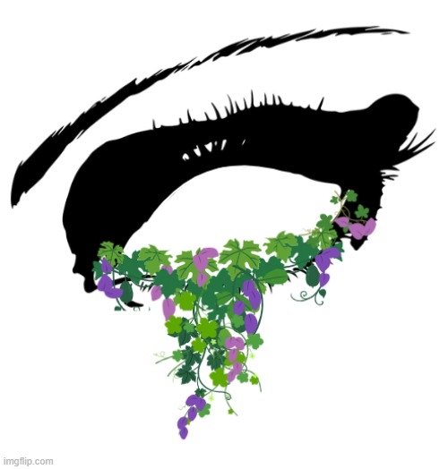Drunken Tears | image tagged in drawing,grapes,eye,original | made w/ Imgflip meme maker