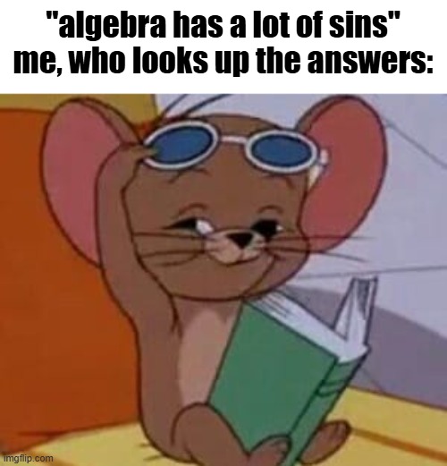 Jerry Mouse | "algebra has a lot of sins"
me, who looks up the answers: | image tagged in jerry mouse | made w/ Imgflip meme maker