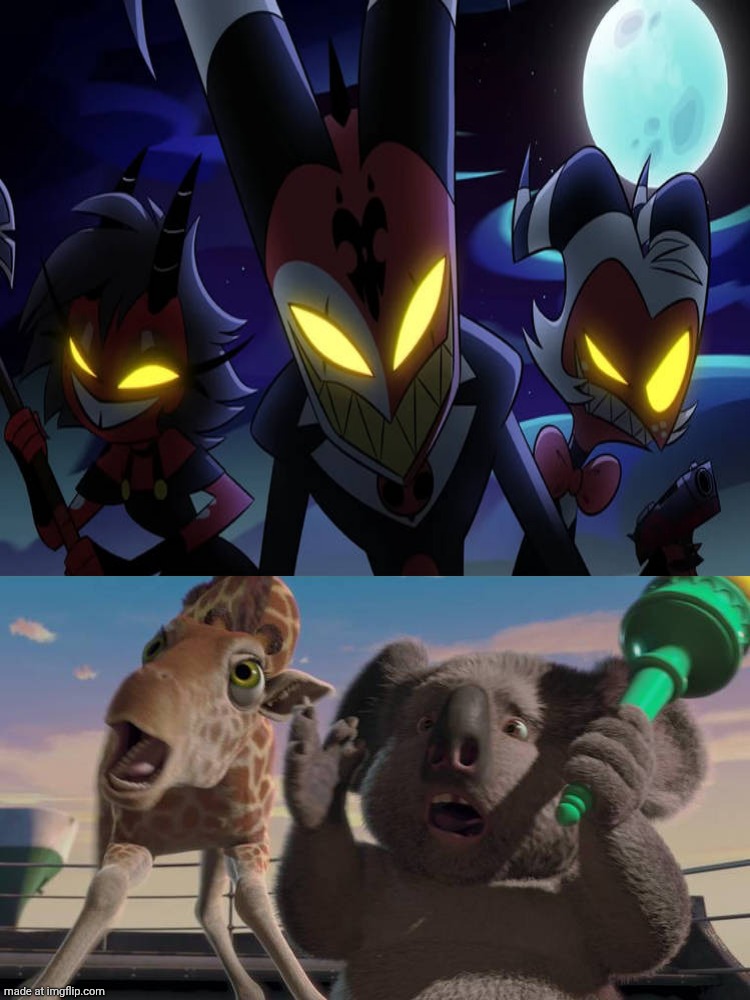 Blitzo and his friends is Scared At Bridget and Nigel | image tagged in who is scared at bridget and nigel,deviantart,crossover,disney,hazbin hotel,helluva boss | made w/ Imgflip meme maker