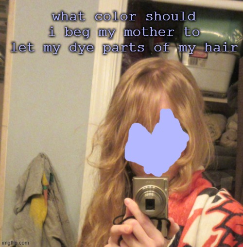 what color should i beg my mother to let my dye parts of my hair | made w/ Imgflip meme maker
